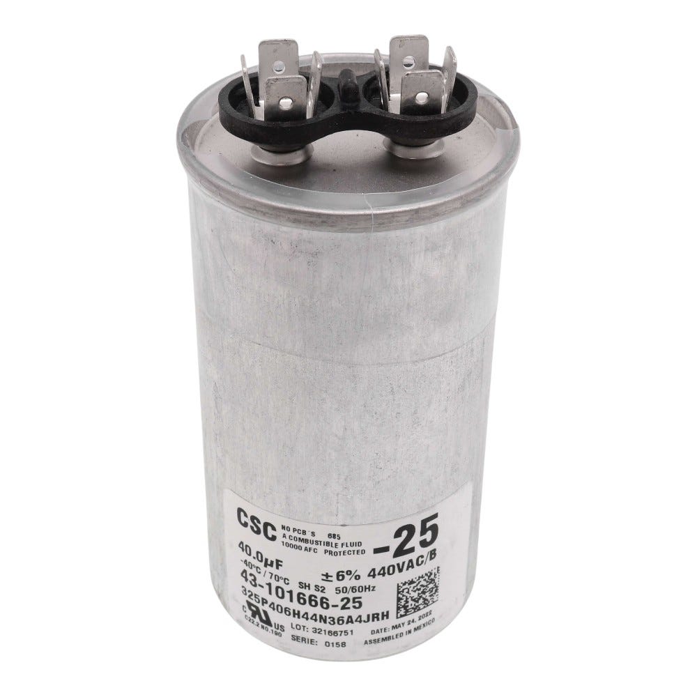 Rheem Run Capacitor, 40 MFD, 440V, Round