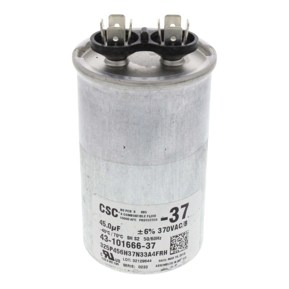 Rheem Run Capacitor, 45 MFD, 370V, Round