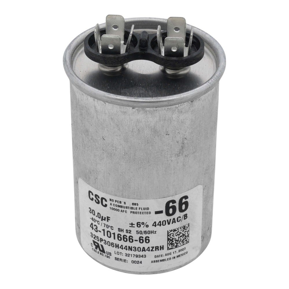 Rheem Run Capacitor, 30 MFD, 440V, Round