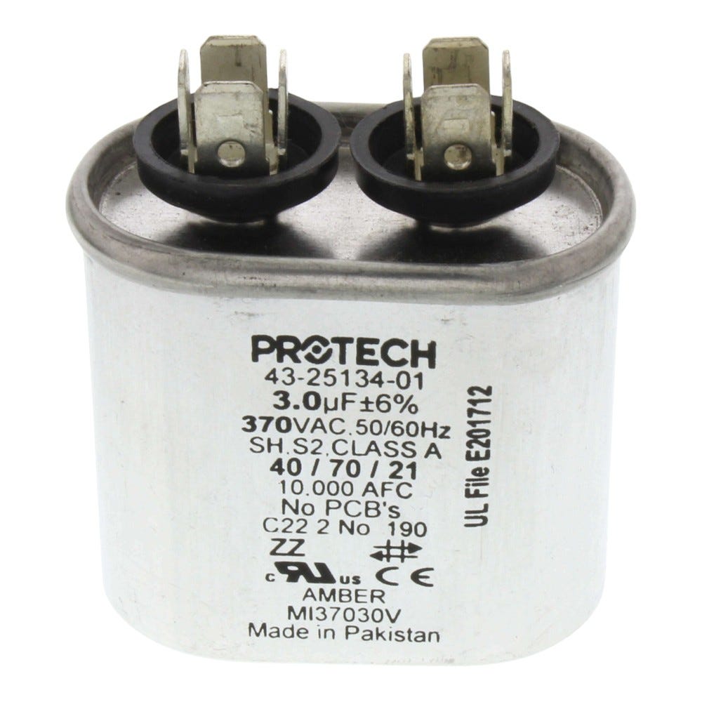 Rheem Run Capacitor, 3 MFD, 370V, Oval