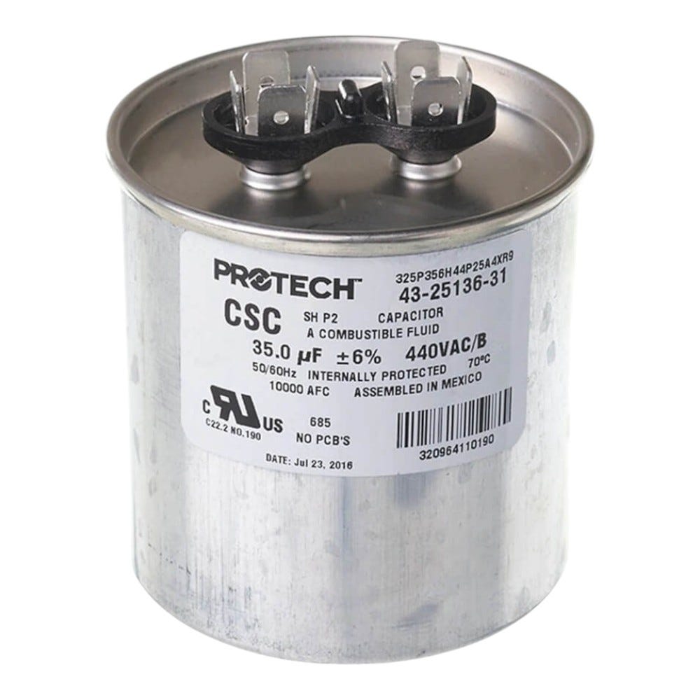 Rheem Run Capacitor, 35 MFD, 440V, Round