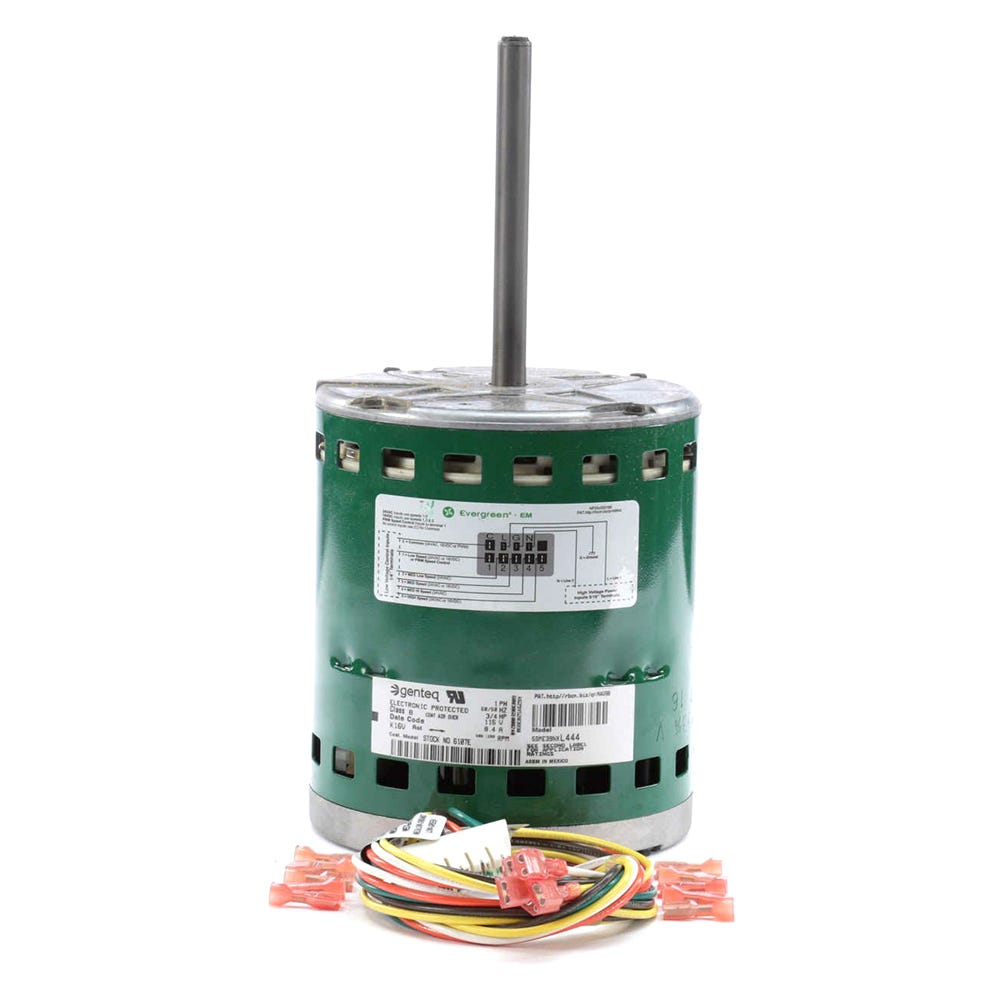 Blower Motor, 1-Phase, 5 Speeds, Sleeve Bearings, 1/2" Shaft, 3/4HP, 1075RPM, 115V