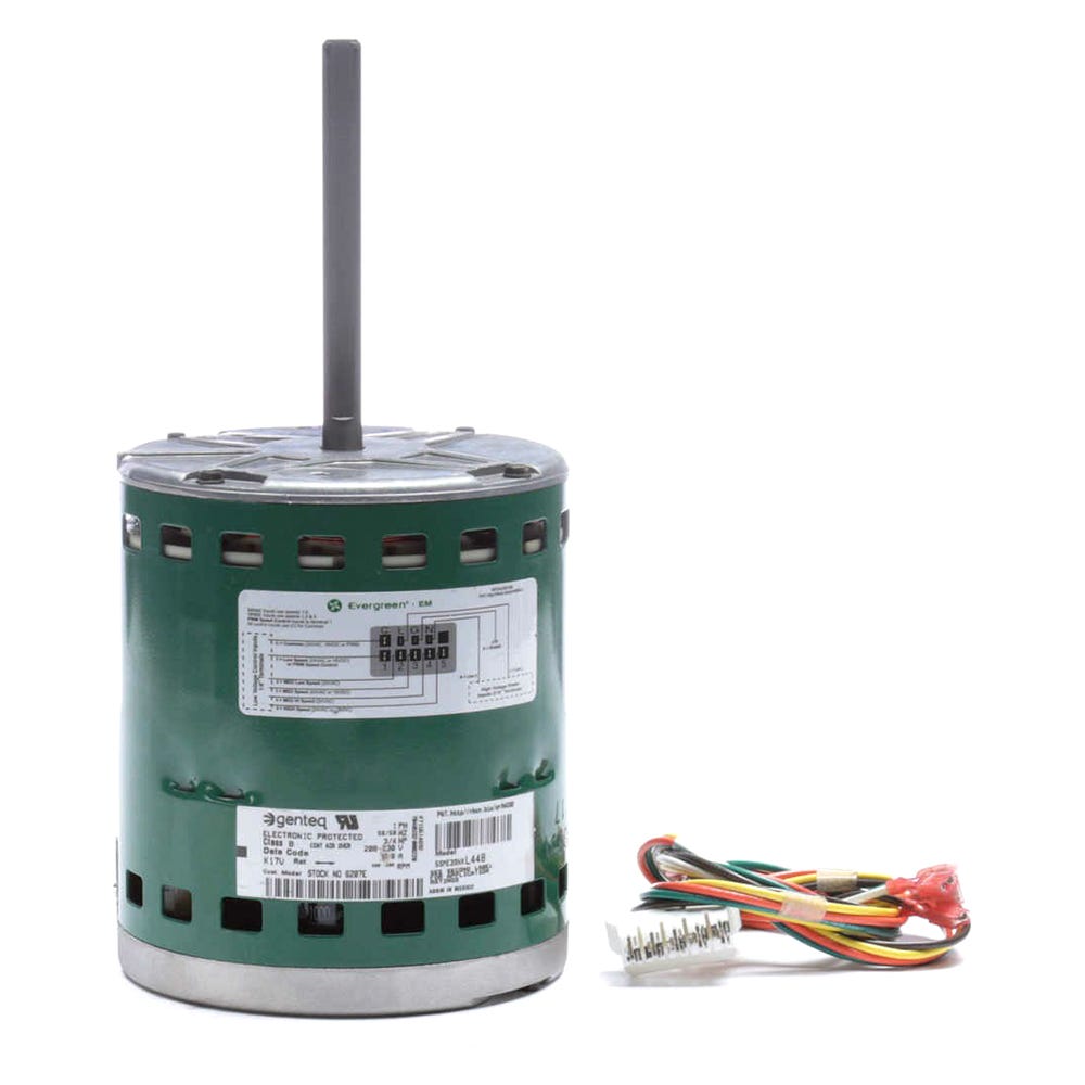 Blower Motor, 1-Phase, 5 Speeds, Ball Bearings, 1/2" Shaft, 3/4HP, 1075RPM, 230V