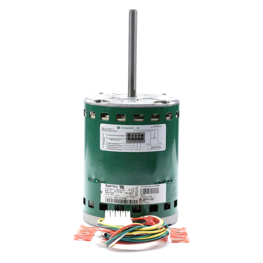 Blower Motor, 1-Phase, 5 Speeds, Ball Bearings, 1/2" Shaft, 1HP, 1075RPM, 230V