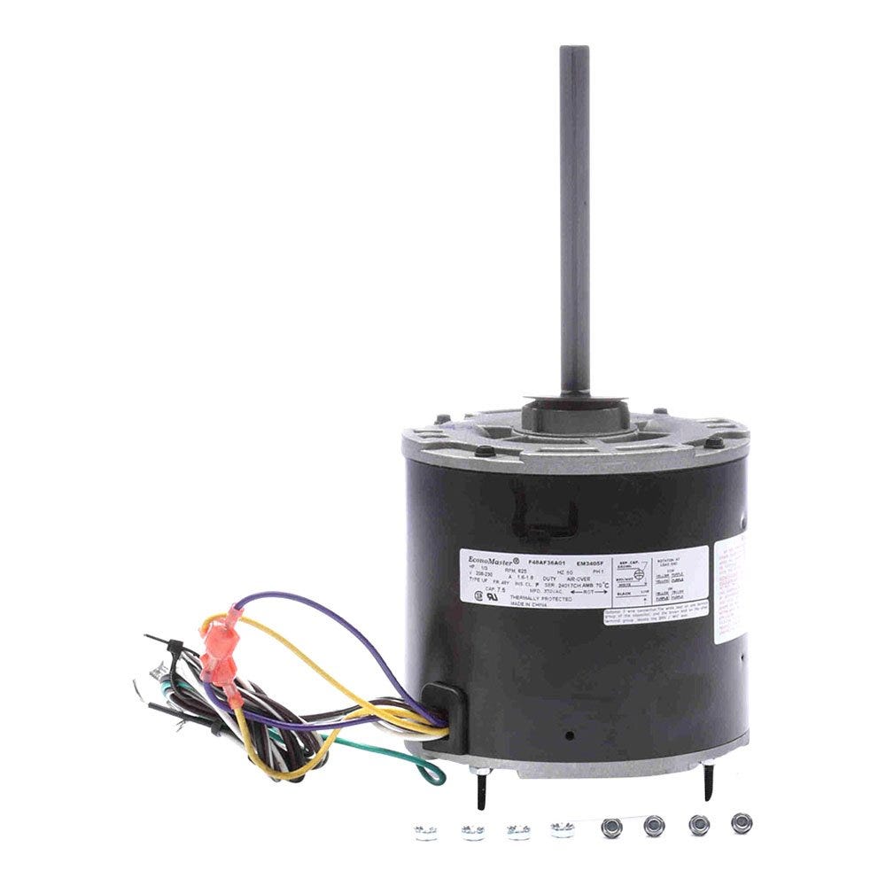 Condenser Fan Motor, 1-Phase, 1 Speed, Ball Bearings, 1/2" Shaft, 1/3HP, 825RPM, 230V