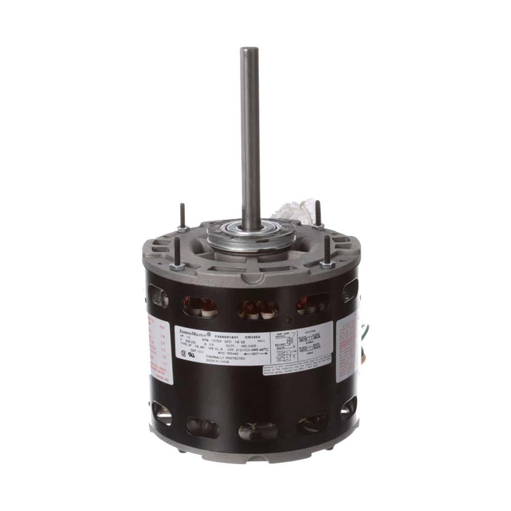 Blower Motor, 1-Phase, 4 Speeds, Ball Bearings, 1/2" Shaft, 3/4HP, 1075RPM, 115V