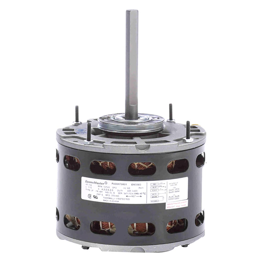 Blower Motor, 1-Phase, 3 Speeds, Ball Bearings, 1/2" Shaft, 1/4HP, 1075RPM, 115V