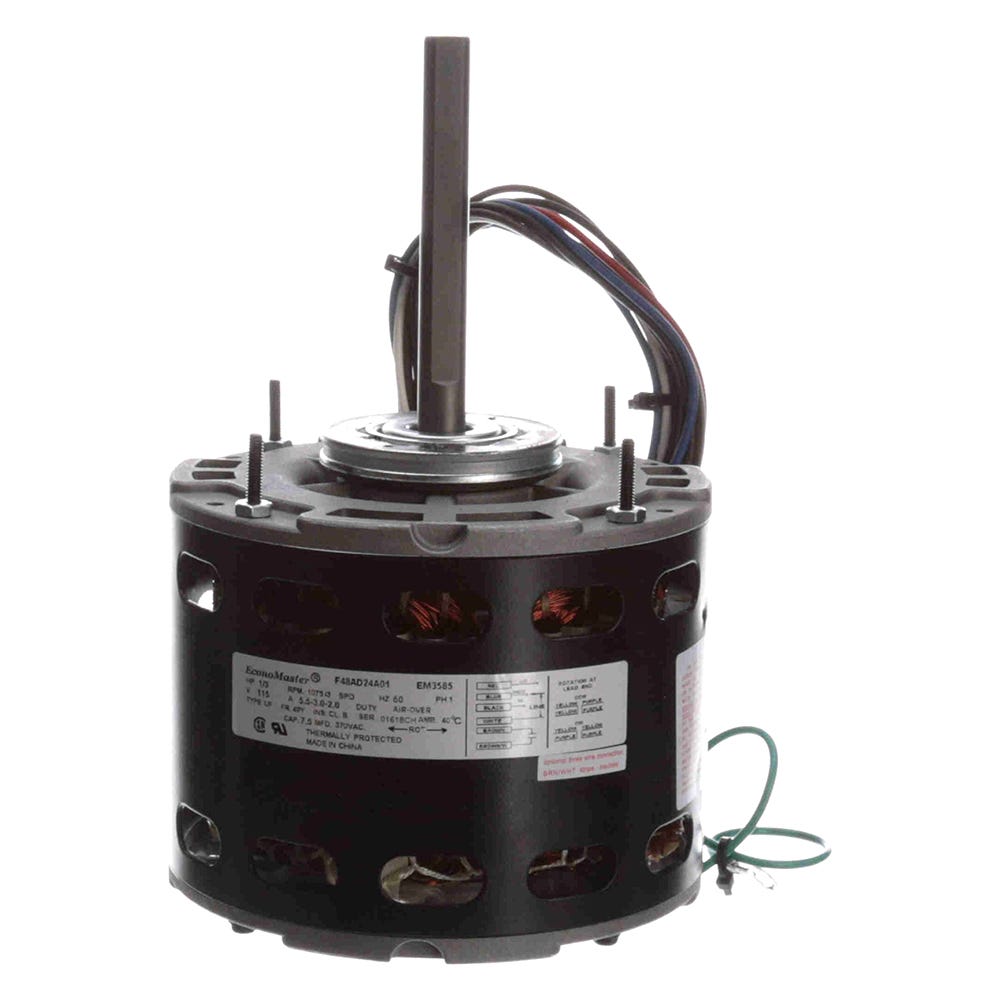 Blower Motor, 1-Phase, 3 Speeds, Sleeve Bearings, 1/4" Shaft, 1/3HP, 1075RPM, 115V ; EM3585