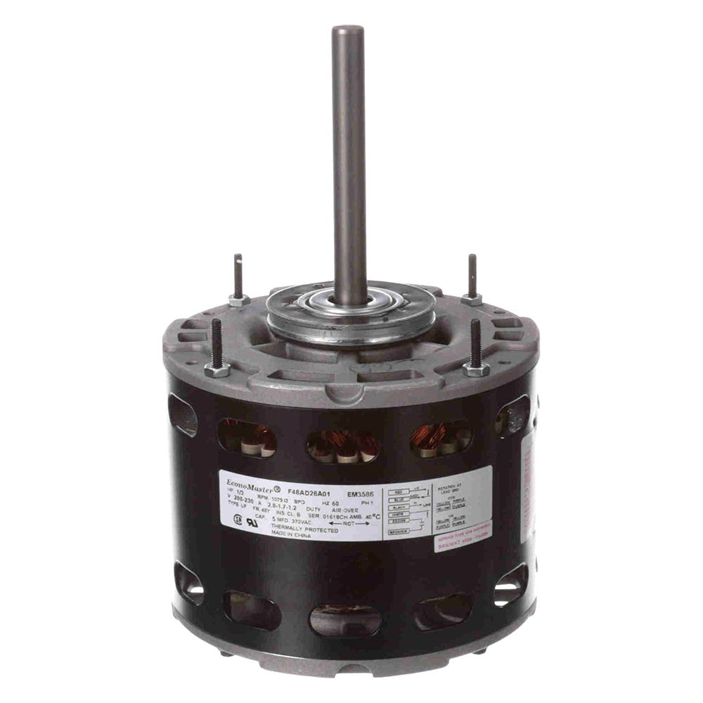 Blower Motor, 1-Phase, 3 Speeds, Sleeve Bearings, 1/4" Shaft, 1/3HP, 1075RPM, 230V