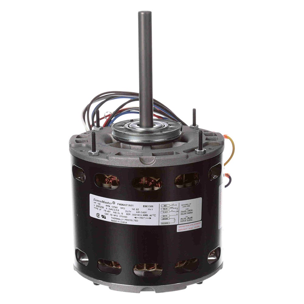 Blower Motor, 1-Phase, 3 Speeds, Sleeve Bearings, 1/2" Shaft, 1/2HP, 1075RPM, 230V