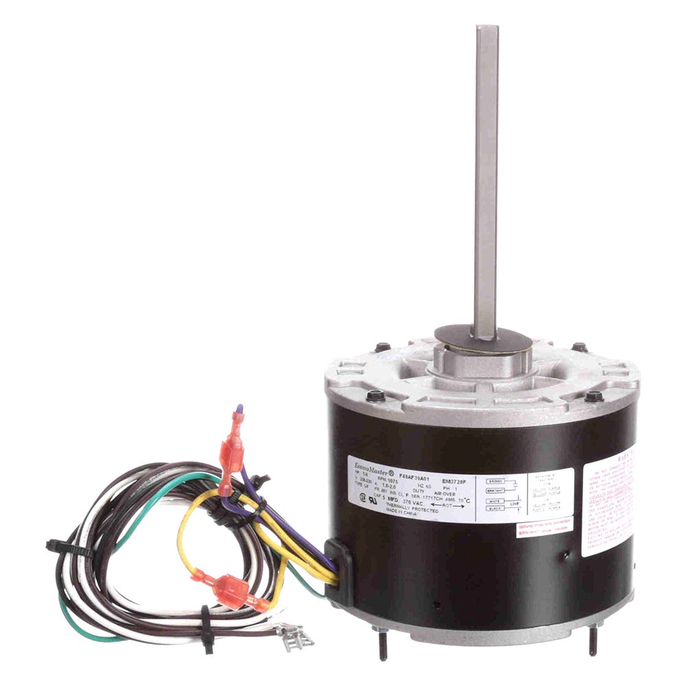 Condenser Fan Motor, 1-Phase, 1 Speed, Ball Bearings, 1/2" Shaft, 1/4HP, 1075RPM, 230V